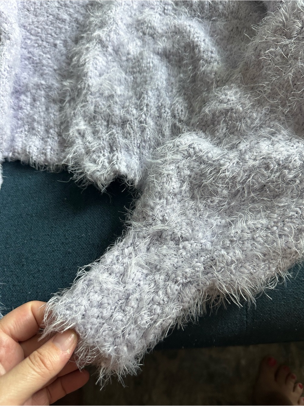 Urban Outfitters Fuzzy Cropped Cardigan - Light Lavender - Picture 2 of 3